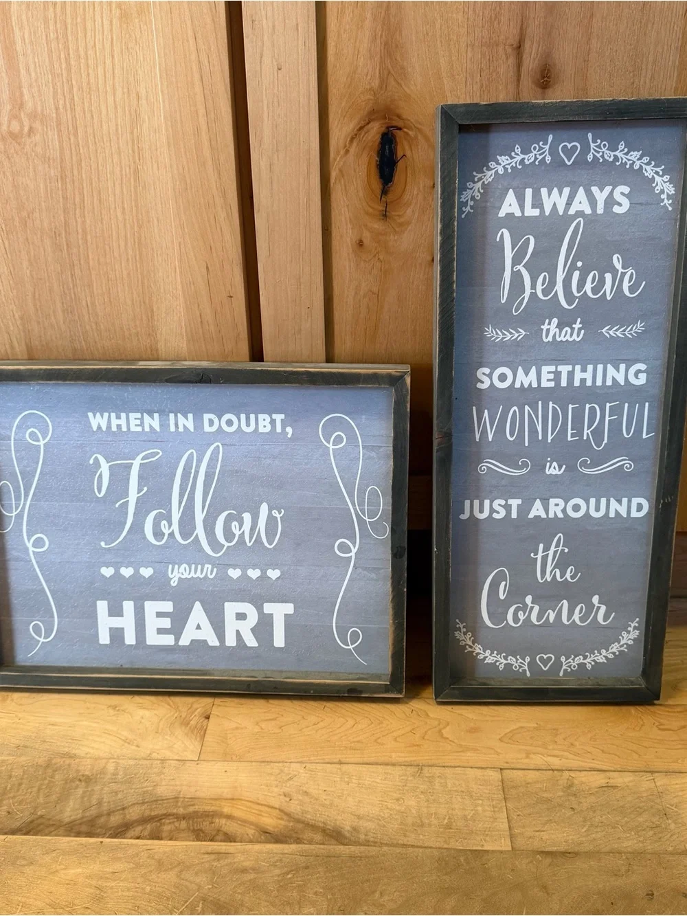 2 Gray Inspirational Wall Signs